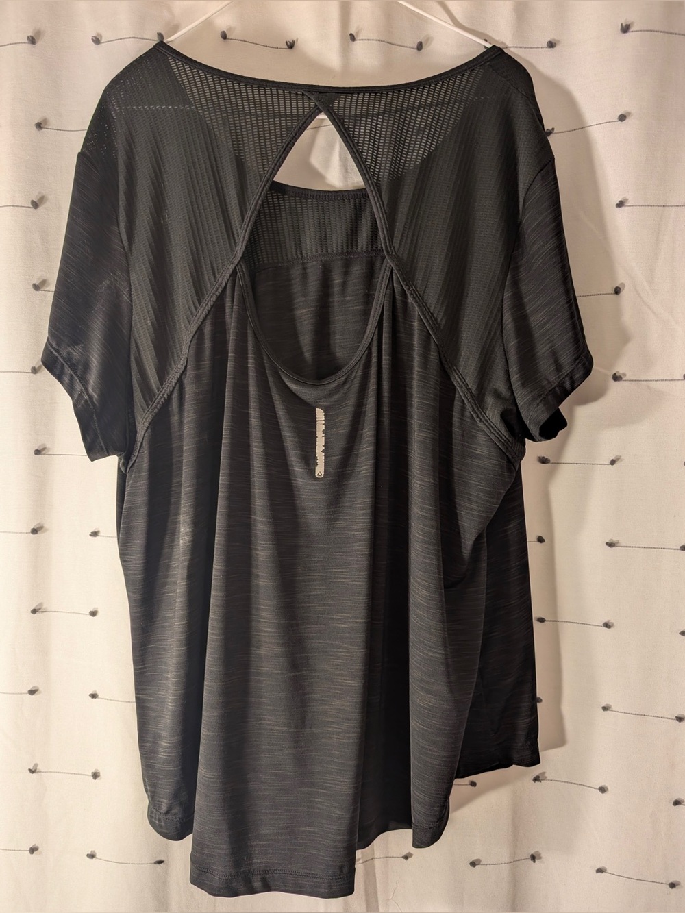 Reebok Tempo Athletic Black Cap Sleeve Mesh & Cutout Back workout tee size 2x